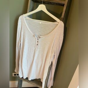 Ribbed Button Front Tee